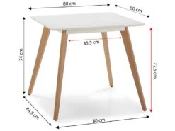 Table à Manger Aroa Blanche, Pieds En Bois De Hêtre, 80x80 Cm -Mobilia Boutique table a manger 10035311
