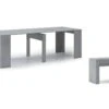 Table Console Extensible Jusqu'a 237 Cm, Couleur CIMENT, Dimensions Fermee : 90x50x78cm