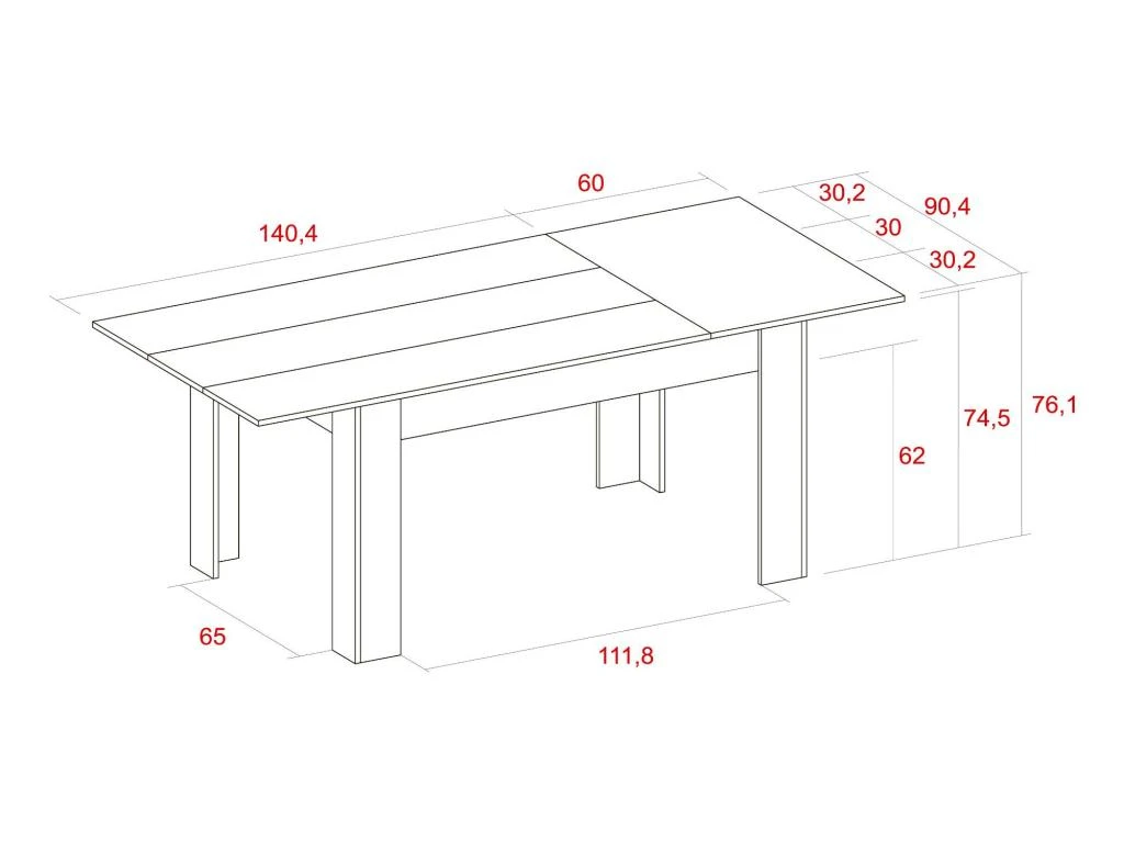 Table De Salle A Manger De 140cm Extensible 200cm, Couleur Shamal, 90.4x140.4/200.4x76.1cm 6 Table De Salle A Manger De 140cm Extensible 200cm, Couleur Shamal, 90.4x140.4/200.4x76.1cm – Image 4