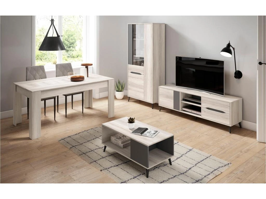 Table De Salle A Manger De 140cm Extensible 200cm, Couleur Shamal, 90.4x140.4/200.4x76.1cm 7 Table De Salle A Manger De 140cm Extensible 200cm, Couleur Shamal, 90.4x140.4/200.4x76.1cm – Image 5