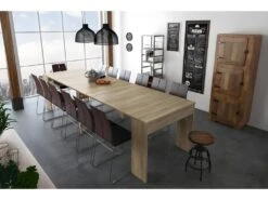 Table Console Extensible Avec Rallonges, Jusqu'a 300 Cm, Chene Clair Brosse. -Mobilia Boutique table a manger 10035693