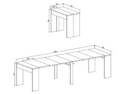 Table Console Extensible Avec Rallonges, Jusqu'a 300 Cm, Chene Clair Brosse. -Mobilia Boutique table a manger 10035697