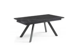Table Extensible 160/240 Cm Céramique Noir Marbré Pieds Inclinés - INDIANA 08