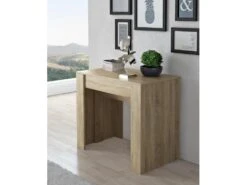 Table Console Extensible +rallonges, Jusqu'a 237 Cm, Coul. Chene Clair Brosse. -Mobilia Boutique table a manger 10035761