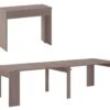 Table Console Extensible Avec Rallonges, Jusqu'a 300 Cm, Chene Fonce Brosse -Mobilia Boutique table a manger 10035765