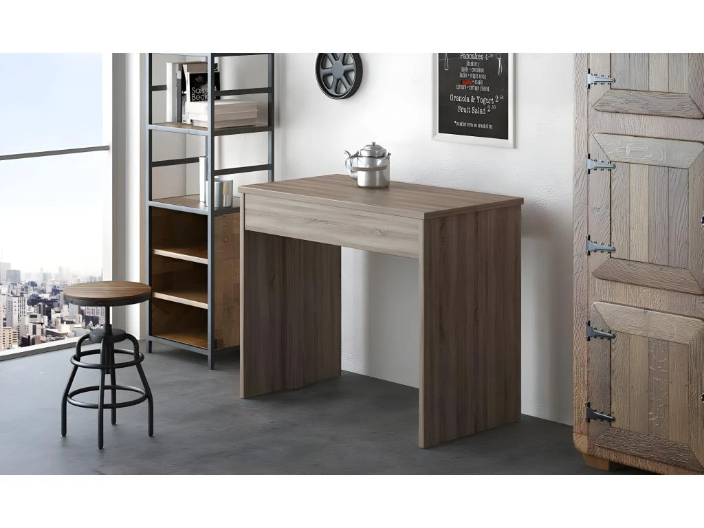 Table Console Extensible Avec Rallonges, Jusqu'a 300 Cm, Chene Fonce Brosse 5 Table Console Extensible Avec Rallonges, Jusqu'a 300 Cm, Chene Fonce Brosse – Image 3