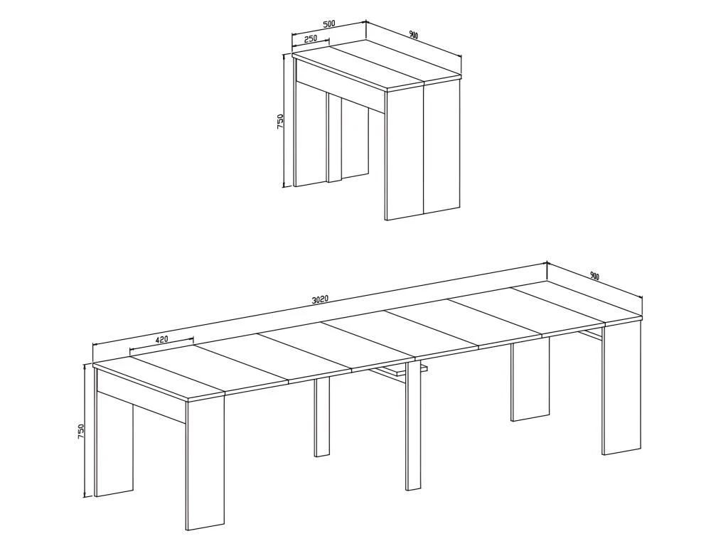 Table Console Extensible Avec Rallonges, Jusqu'a 300 Cm, Chene Fonce Brosse 6 Table Console Extensible Avec Rallonges, Jusqu'a 300 Cm, Chene Fonce Brosse – Image 4
