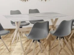 Table à Manger 6 Couverts En MDF Et Hêtre - Blanc Et Naturel Clair - SERANI 7 Table à Manger 6 Couverts En MDF Et Hêtre - Blanc Et Naturel Clair - SERANI -Mobilia Boutique table a manger 10135155