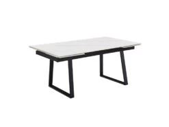 Table Extensible 160/240 Cm Céramique Blanc Marbré Pied Luge - NEVADA 02