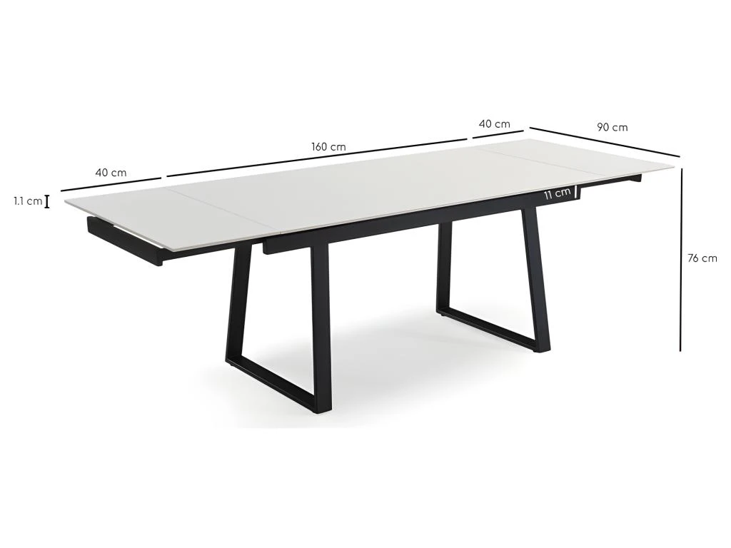 Table Extensible 160/240 Cm Céramique Blanc Pieds Luge - OREGON 02 6 Table Extensible 160/240 Cm Céramique Blanc Pieds Luge - OREGON 02 – Image 4