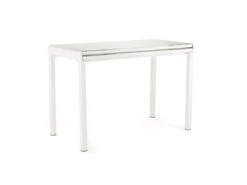 Table Extensible En Largeur 55/110 Plateau Verre Blanc - AGATE -Mobilia Boutique table a manger 10233813