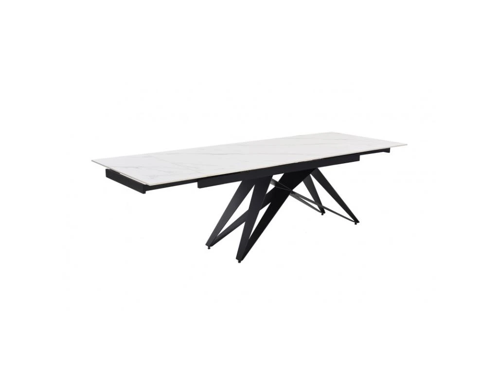 Table Extensible 160/240 Cm Céramique Blanc Marbré Pied Géométrique - NEVADA 03 4 Table Extensible 160/240 Cm Céramique Blanc Marbré Pied Géométrique - NEVADA 03 – Image 2