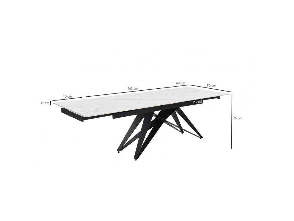 Table Extensible 160/240 Cm Céramique Blanc Marbré Pied Géométrique - NEVADA 03 6 Table Extensible 160/240 Cm Céramique Blanc Marbré Pied Géométrique - NEVADA 03 – Image 4