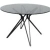 Table Ronde D.120 Cm Avec Plateau En Verre Fumé Pied Métal - VIKO -Mobilia Boutique table a manger 10346521