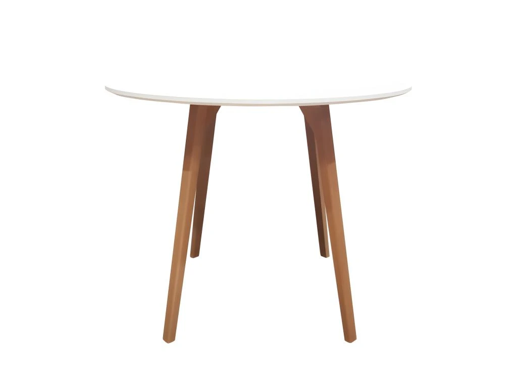 Table De Repas Ronde Et Blanche Avec Piètement En Bois D90 Cm - SWEETY 4 Table De Repas Ronde Et Blanche Avec Piètement En Bois D90 Cm - SWEETY – Image 2