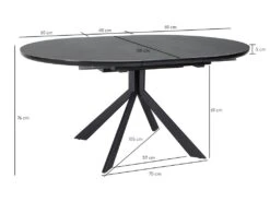 Table Ronde Extensible 120/160 Cm Céramique Gris Anthracite - HARDY -Mobilia Boutique table a manger 10346565