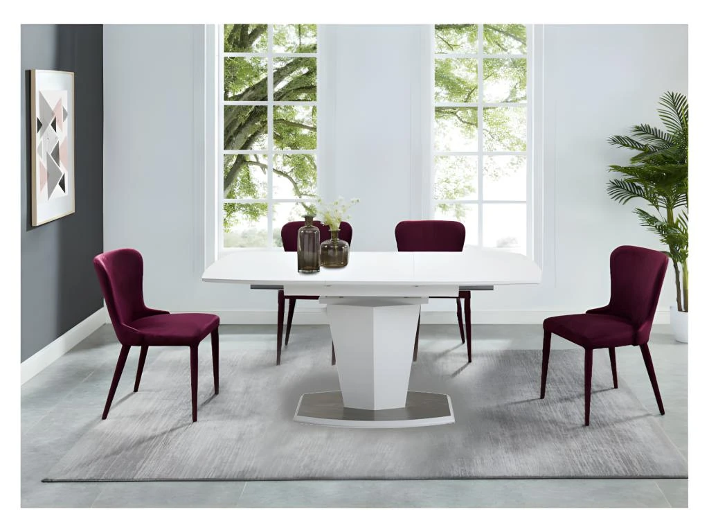 Table Extensible Blanche 120 à 160 Cm Pied Acier Brosser - DONA 4 Table Extensible Blanche 120 à 160 Cm Pied Acier Brosser - DONA – Image 2