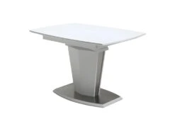 Table Extensible Blanche 120 à 160 Cm Pied Acier Brosser - DONA 7 Table Extensible Blanche 120 à 160 Cm Pied Acier Brosser - DONA -Mobilia Boutique table a manger 10346641