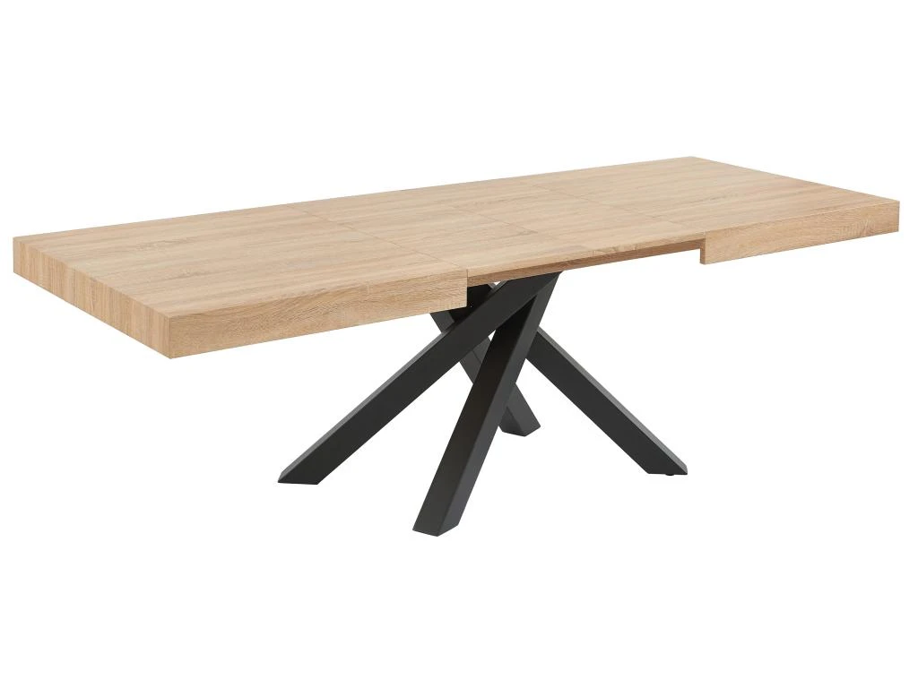 Table à Manger Extensible 6 à 10 Couverts En MDF Et Métal - Naturel Et Noir - CATONAV 12 Table à Manger Extensible 6 à 10 Couverts En MDF Et Métal - Naturel Et Noir - CATONAV – Image 10