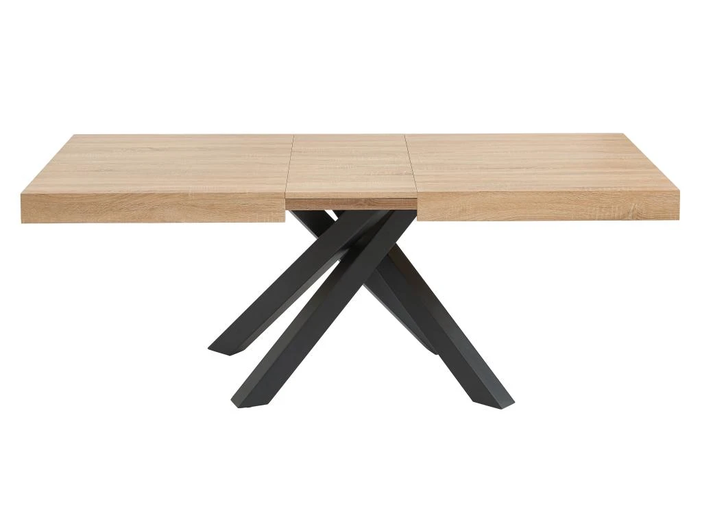 Table à Manger Extensible 6 à 10 Couverts En MDF Et Métal - Naturel Et Noir - CATONAV 8 Table à Manger Extensible 6 à 10 Couverts En MDF Et Métal - Naturel Et Noir - CATONAV – Image 6