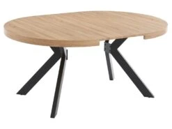 Table à Manger Extensible 4 à 8 Couverts En MDF Et Acier - Naturel Clair Et Noir - KOMONI -Mobilia Boutique table a manger 10736713