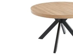 Table à Manger Extensible 4 à 8 Couverts En MDF Et Acier - Naturel Clair Et Noir - KOMONI -Mobilia Boutique table a manger 10736717