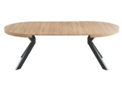 Table à Manger Extensible 4 à 8 Couverts En MDF Et Acier - Naturel Clair Et Noir - KOMONI -Mobilia Boutique table a manger 10736719