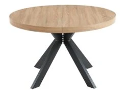 Table à Manger Extensible 4 à 8 Couverts En MDF Et Acier - Naturel Clair Et Noir - KOMONI -Mobilia Boutique table a manger 10736721