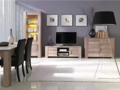 Table Pour Salle à Manger FARRA. Dimensions 160 Cm. Coloris Oak Canyon, Chêne Clair. -Mobilia Boutique table a manger 10849655