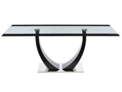 Table à Manger 8 Couverts En Verre Trempé, MDF Et Acier Inoxydable - Noir - MEZZO II -Mobilia Boutique table a manger 10850737