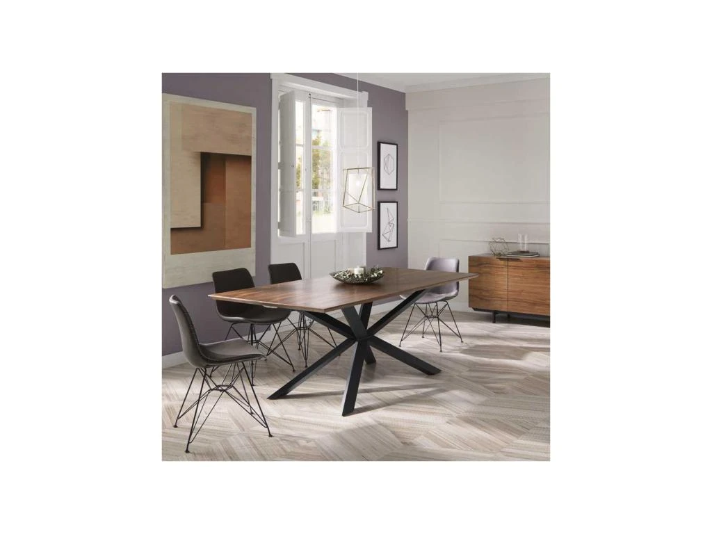 Table De Repas Rectangulaire Noyer/Noir - RUSSELL N°1 4 Table De Repas Rectangulaire Noyer/Noir - RUSSELL N°1 – Image 2