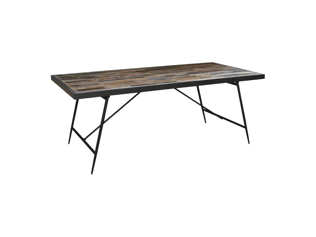 Table De Repas Rectangulaire Métal/Bois Massif - WINSON 3 Table De Repas Rectangulaire Métal/Bois Massif - WINSON