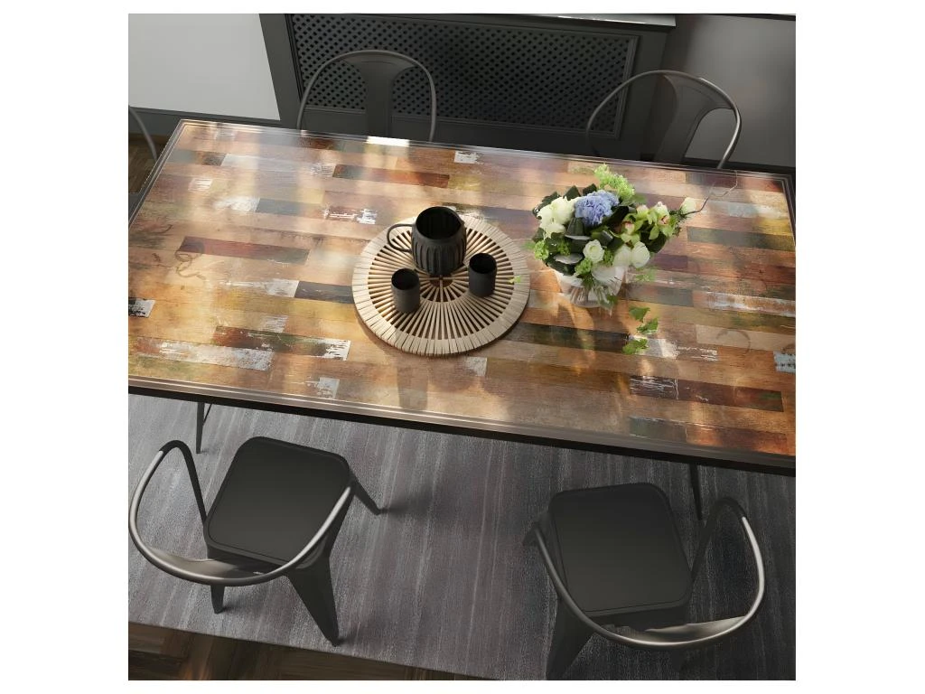 Table De Repas Rectangulaire Métal/Bois Massif - WINSON 4 Table De Repas Rectangulaire Métal/Bois Massif - WINSON – Image 2