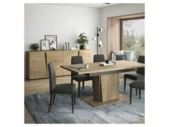 Table Rectangulaire Extensible Chêne/Noir - LIGNAC -Mobilia Boutique table a manger 11140235