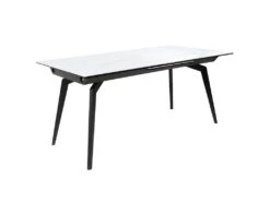 Table Extensible Céramique Blanc 160/210 Cm Et Métal Noir - CAMILIA