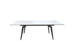 Table Extensible Céramique Blanc 160/210 Cm Et Métal Noir - CAMILIA -Mobilia Boutique table a manger 11149955