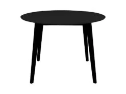 GRAM - Table Repas Ronde 105cm Noire Piètement Hévéa