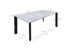 Table De Repas 175 Cm En Céramique Gris Marbré Et Pieds Métal - TULYNE -Mobilia Boutique table a manger 11158261