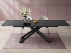 Table à Manger Extensible 6 à 10 Couverts En Céramique Et Métal - Effet Marbre Noir - XERENA De Pascal MORABITO -Mobilia Boutique table a manger 11163085