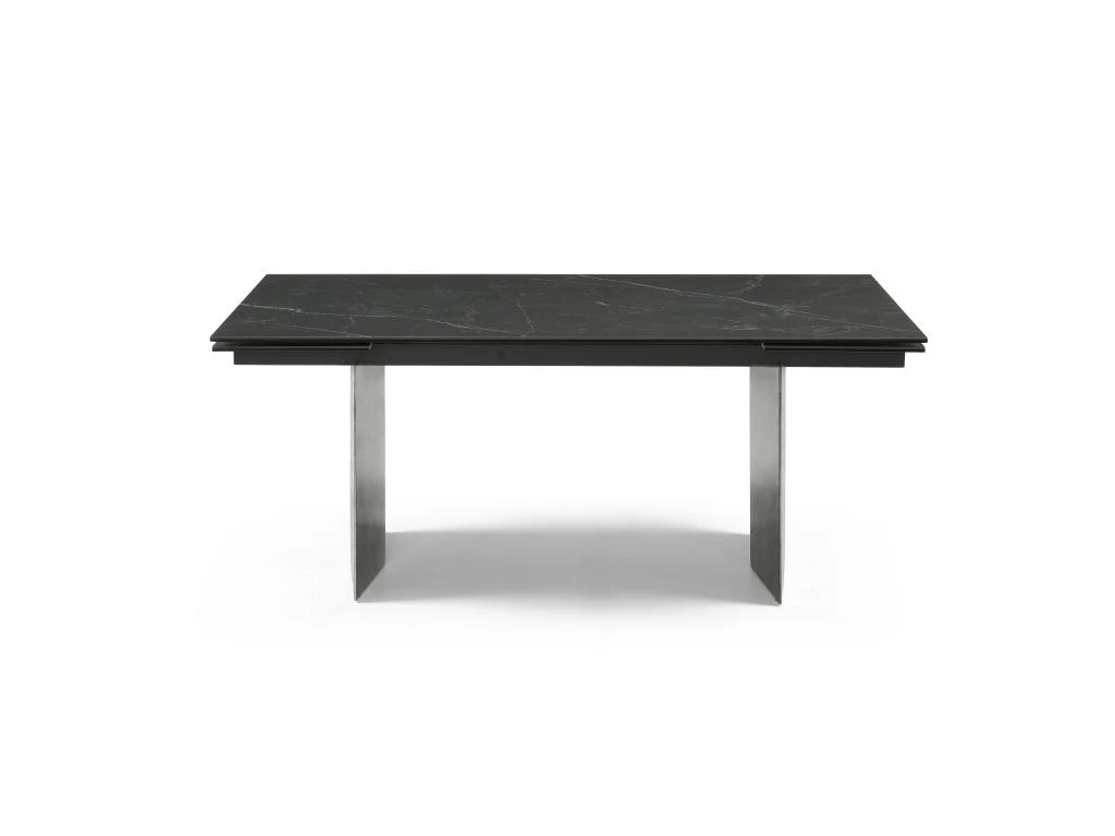 Table à Manger Extensible 6 à 10 Couverts En Céramique Et Métal - Effet Marbre Noir - MISENO De Pascal MORABITO 8 Table à Manger Extensible 6 à 10 Couverts En Céramique Et Métal - Effet Marbre Noir - MISENO De Pascal MORABITO – Image 6
