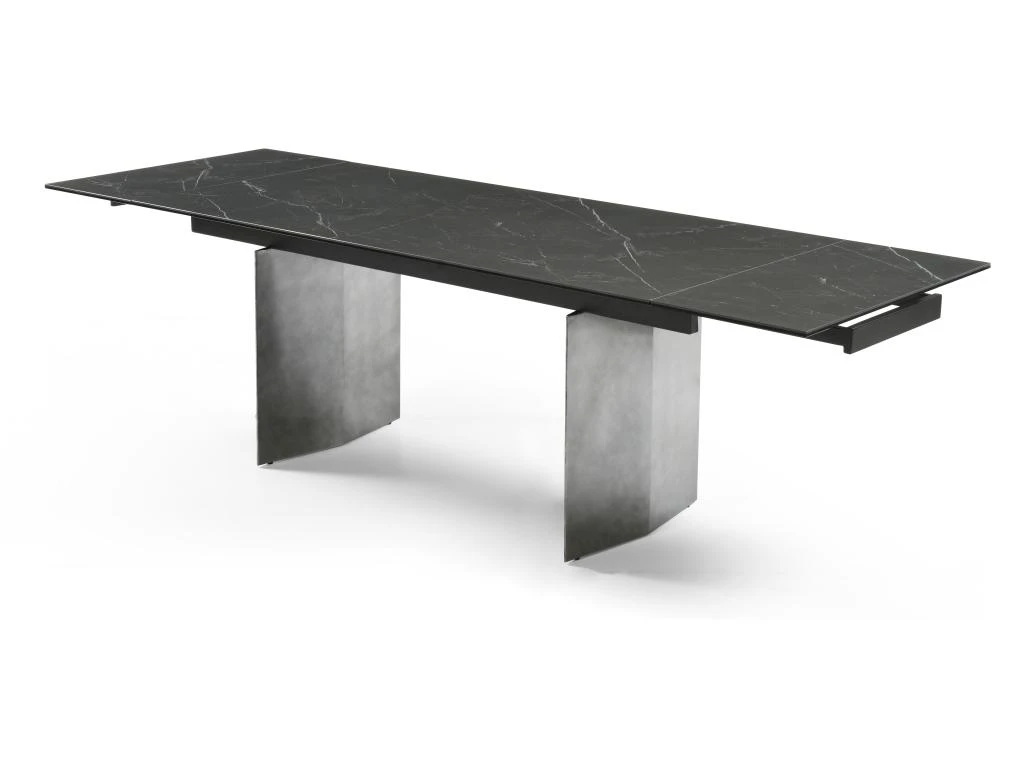 Table à Manger Extensible 6 à 10 Couverts En Céramique Et Métal - Effet Marbre Noir - MISENO De Pascal MORABITO 9 Table à Manger Extensible 6 à 10 Couverts En Céramique Et Métal - Effet Marbre Noir - MISENO De Pascal MORABITO – Image 7