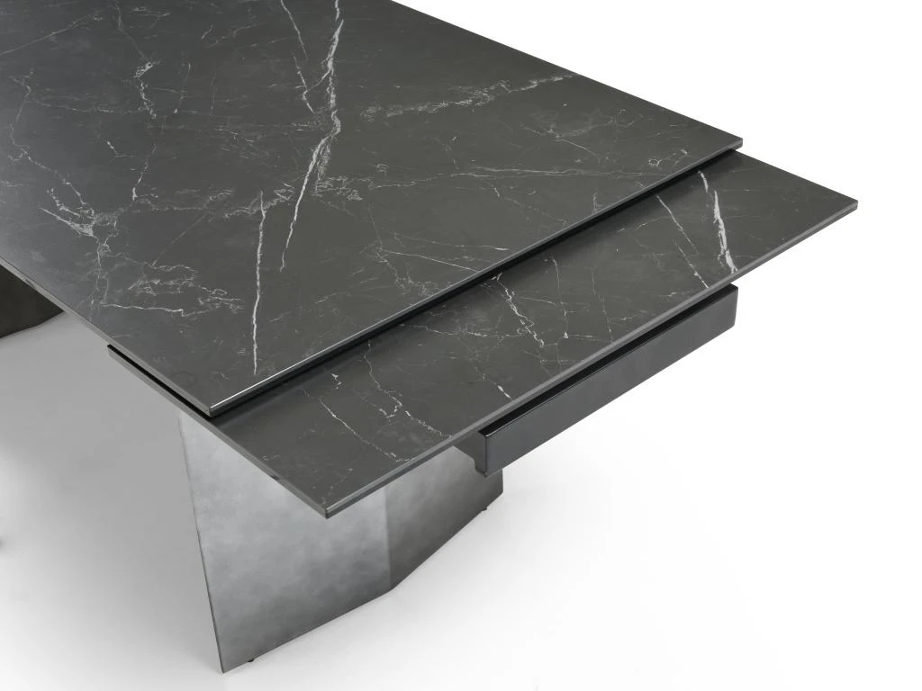 Table à Manger Extensible 6 à 10 Couverts En Céramique Et Métal - Effet Marbre Noir - MISENO De Pascal MORABITO 12 Table à Manger Extensible 6 à 10 Couverts En Céramique Et Métal - Effet Marbre Noir - MISENO De Pascal MORABITO – Image 10