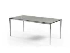 Table à Manger 6 Couverts En Céramique Et Métal - Effet Marbre Gris - DUSIANE De Pascal MORABITO -Mobilia Boutique table a manger 11167123