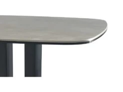 Table Haute 60 X 60 Cm Plateau Céramique Gris Et Pied Métal - SIGMA