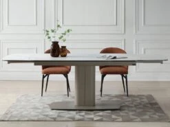 Table à Manger Extensible 6 à 10 Couverts En Céramique Et Métal - Effet Marbre Blanc Et Taupe - CARIOULA De Pascal MORABITO 16 Table à Manger Extensible 6 à 10 Couverts En Céramique Et Métal - Effet Marbre Blanc Et Taupe - CARIOULA De Pascal MORABITO -Mobilia Boutique table a manger 11199379