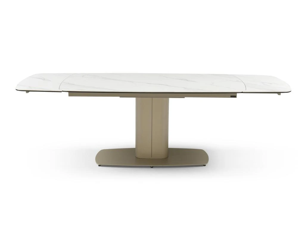 Table à Manger Extensible 6 à 10 Couverts En Céramique Et Métal - Effet Marbre Blanc Et Taupe - CARIOULA De Pascal MORABITO 7 Table à Manger Extensible 6 à 10 Couverts En Céramique Et Métal - Effet Marbre Blanc Et Taupe - CARIOULA De Pascal MORABITO – Image 5