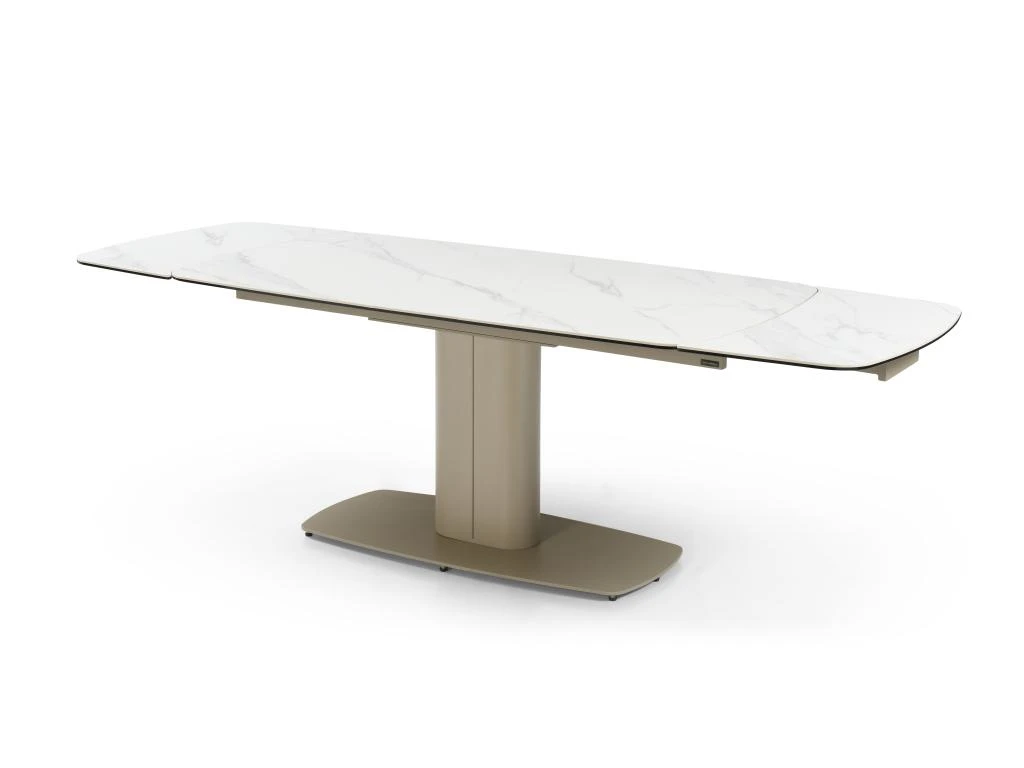 Table à Manger Extensible 6 à 10 Couverts En Céramique Et Métal - Effet Marbre Blanc Et Taupe - CARIOULA De Pascal MORABITO 9 Table à Manger Extensible 6 à 10 Couverts En Céramique Et Métal - Effet Marbre Blanc Et Taupe - CARIOULA De Pascal MORABITO – Image 7