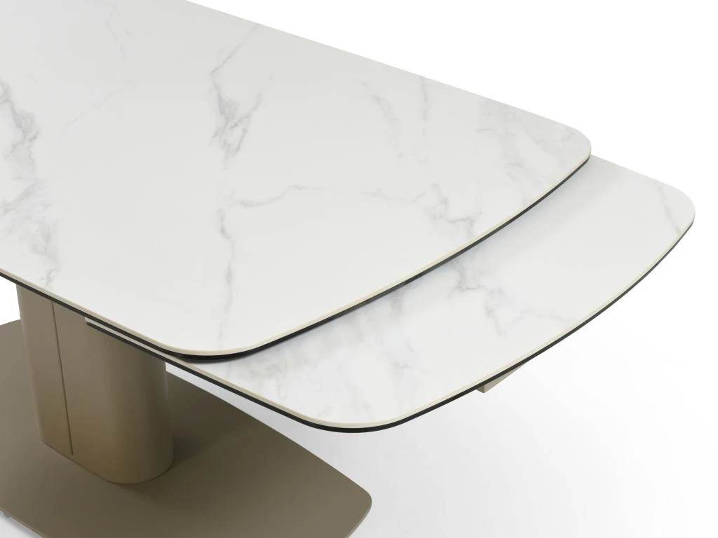 Table à Manger Extensible 6 à 10 Couverts En Céramique Et Métal - Effet Marbre Blanc Et Taupe - CARIOULA De Pascal MORABITO 10 Table à Manger Extensible 6 à 10 Couverts En Céramique Et Métal - Effet Marbre Blanc Et Taupe - CARIOULA De Pascal MORABITO – Image 8