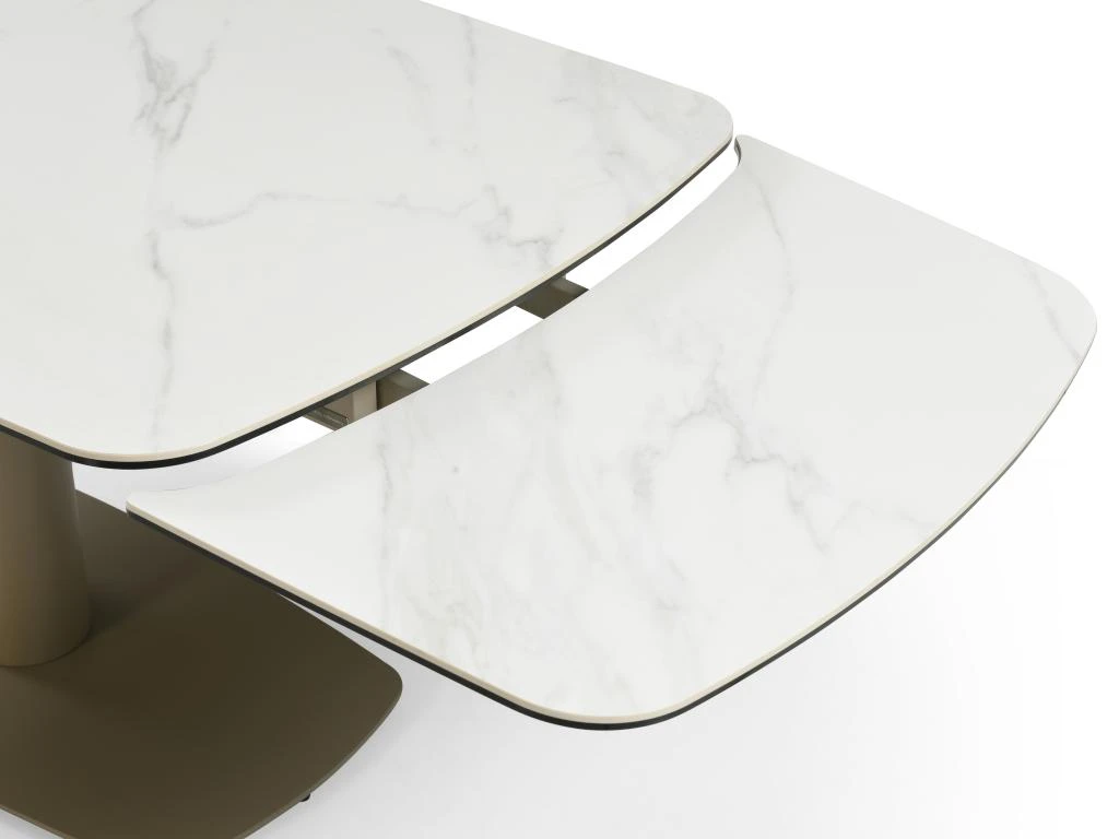 Table à Manger Extensible 6 à 10 Couverts En Céramique Et Métal - Effet Marbre Blanc Et Taupe - CARIOULA De Pascal MORABITO 11 Table à Manger Extensible 6 à 10 Couverts En Céramique Et Métal - Effet Marbre Blanc Et Taupe - CARIOULA De Pascal MORABITO – Image 9