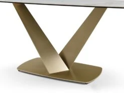 Table à Manger 6 Couverts En Céramique Et Métal - Effet Marbre Blanc Et Doré - PORELIMA De PASCAL MORABITO -Mobilia Boutique table a manger 11199863